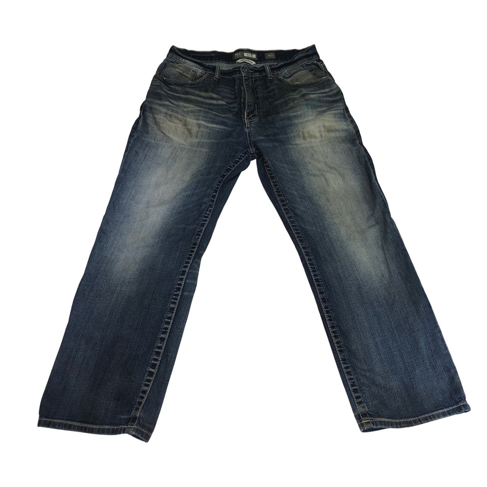BKE Seth Straight Leg Mens Jeans 36x29‎ Medium Blue Wash Distressed Streetwear